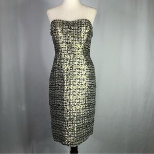The Limited strapless metallic pencil dress geometric POCKETS 4